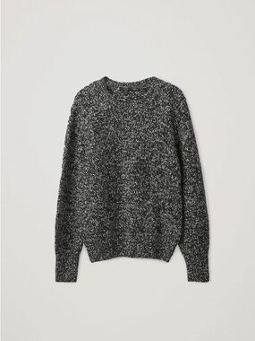 COS Speckle Black & White wool and cotton blended Crewneck Sweater size S